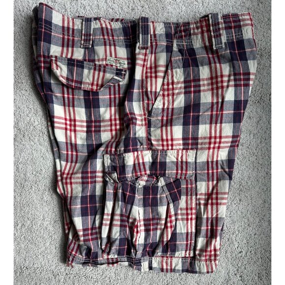Vtg Polo Jeans Company Ralph Lauren Red White Blue Sz 40 Plaid Cargo Short - Picture 5 of 10